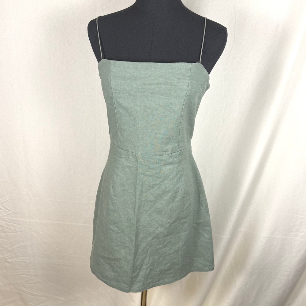 Lottie Moss Pac Sun Olive Green Linen Blend Mini Dress Sz S